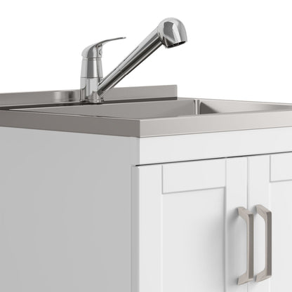 Kyle - 24" Laundry Cabinet with Faucet and Stainless Steel Sink - White image 5