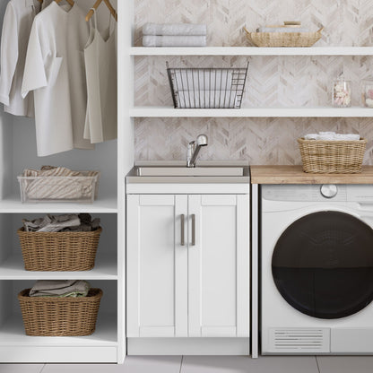 Kyle - 24" Laundry Cabinet with Faucet and Stainless Steel Sink - White image 9