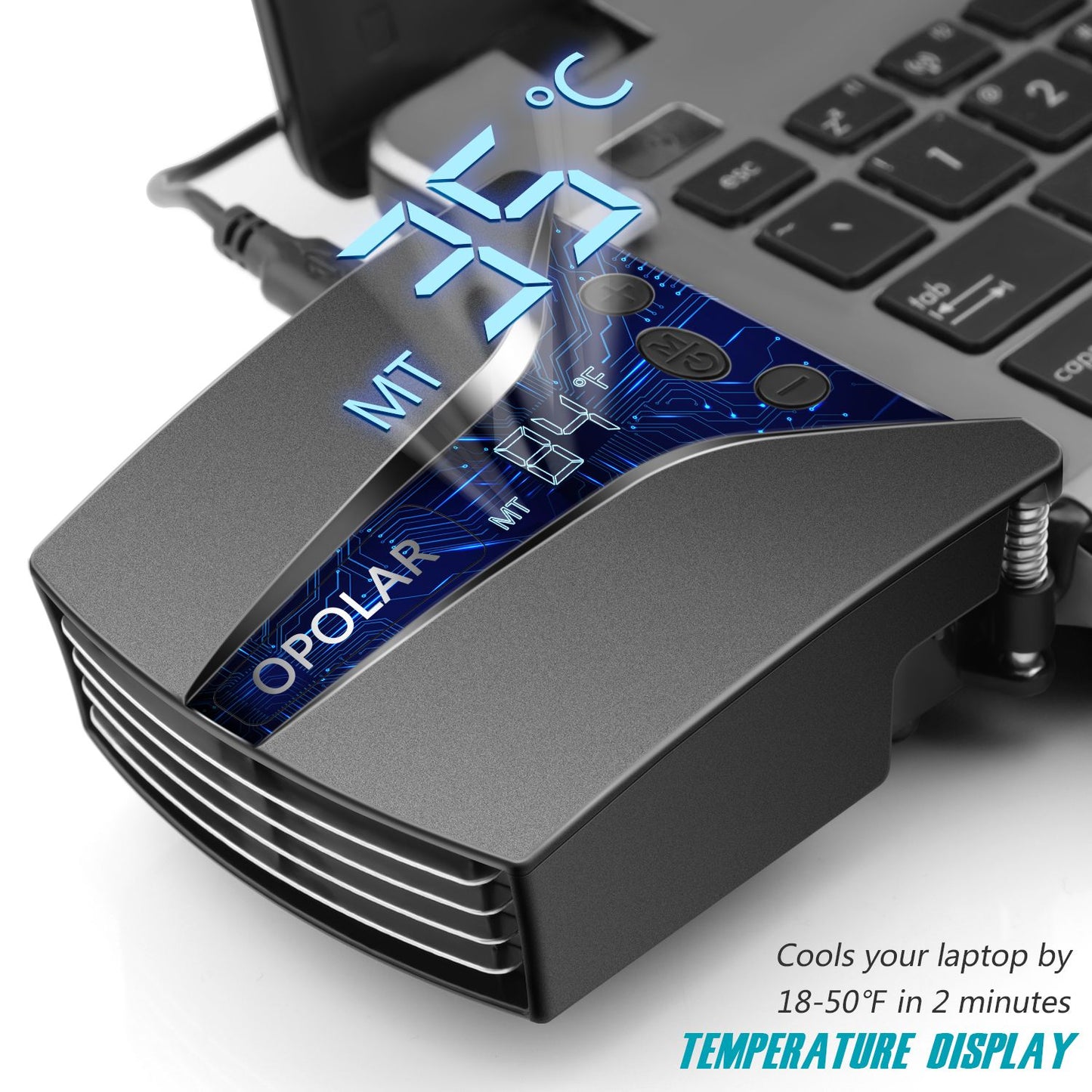 Laptop Fan Cooler with Temperature Display;  Rapid Cooling;  Auto-Temp Detection;  13 Wind Speed(2600-5000RPM);  Perfect image 2