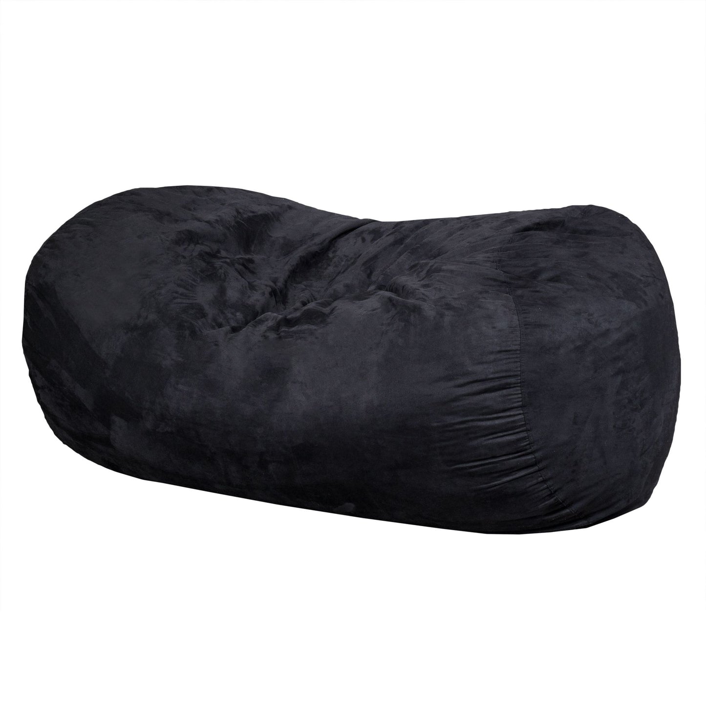 Lara 6.5 Foot Suede Cylindrical Bean Bag, Black image 1