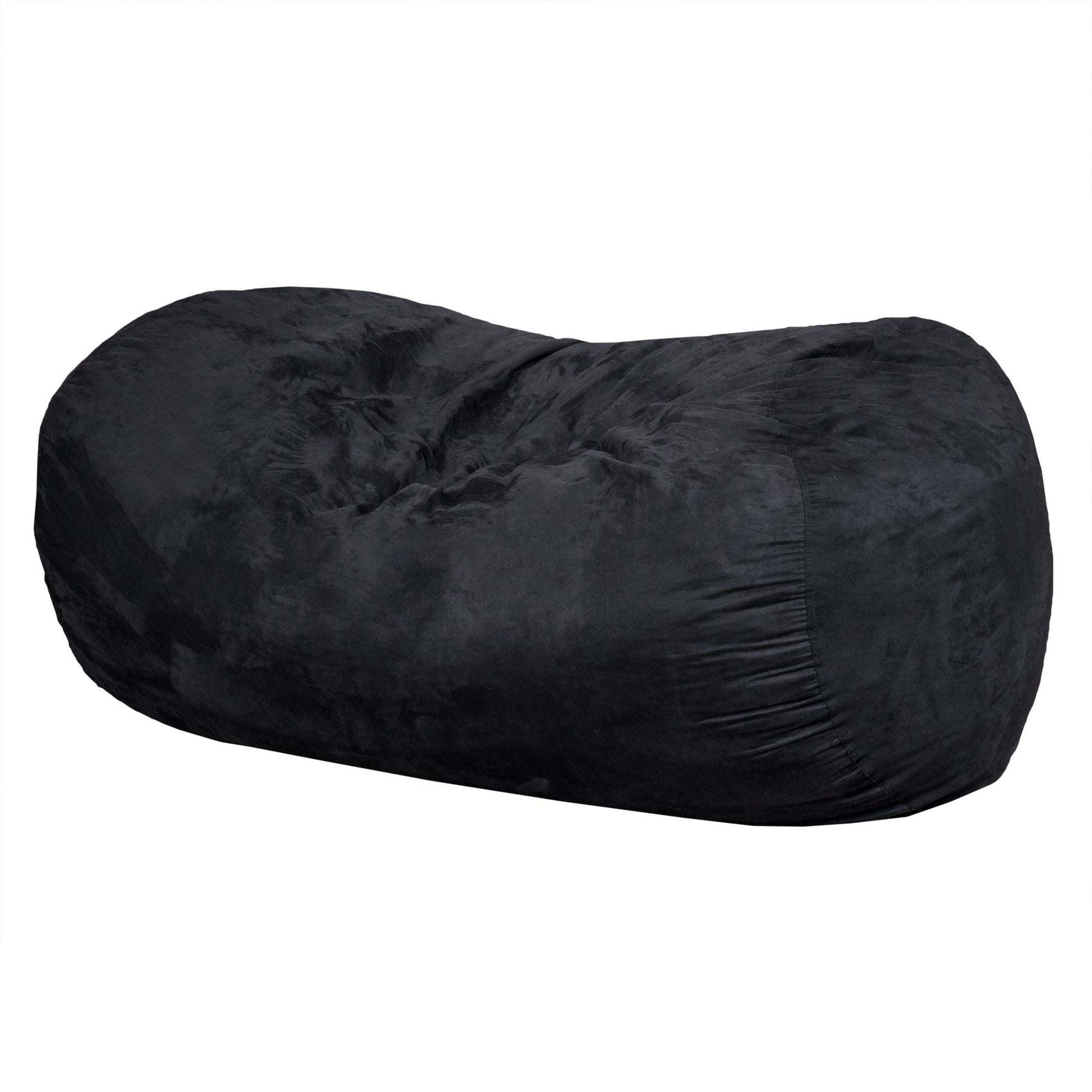 Lara 6.5 Foot Suede Cylindrical Bean Bag, Black image 1