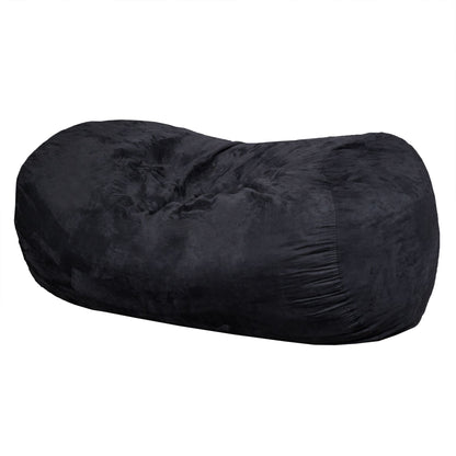 Lara 6.5 Foot Suede Cylindrical Bean Bag, Black image 1