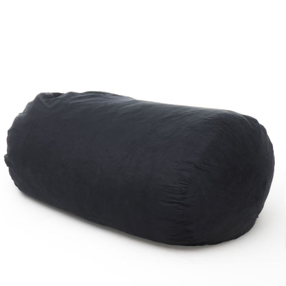 Lara 6.5 Foot Suede Cylindrical Bean Bag, Black image 5