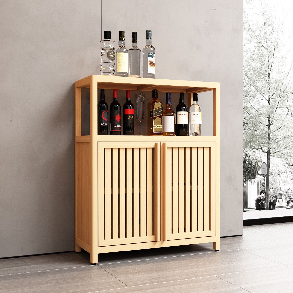 Large Capacity Bamboo Storage Cabinet Furniture for Bathroom Living Room Bathroom Bamboo Storage Cabinet With Shelves image 1
