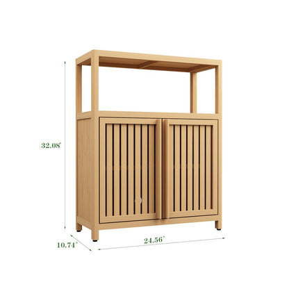 Large Capacity Bamboo Storage Cabinet Furniture for Bathroom Living Room Bathroom Bamboo Storage Cabinet With Shelves image 3