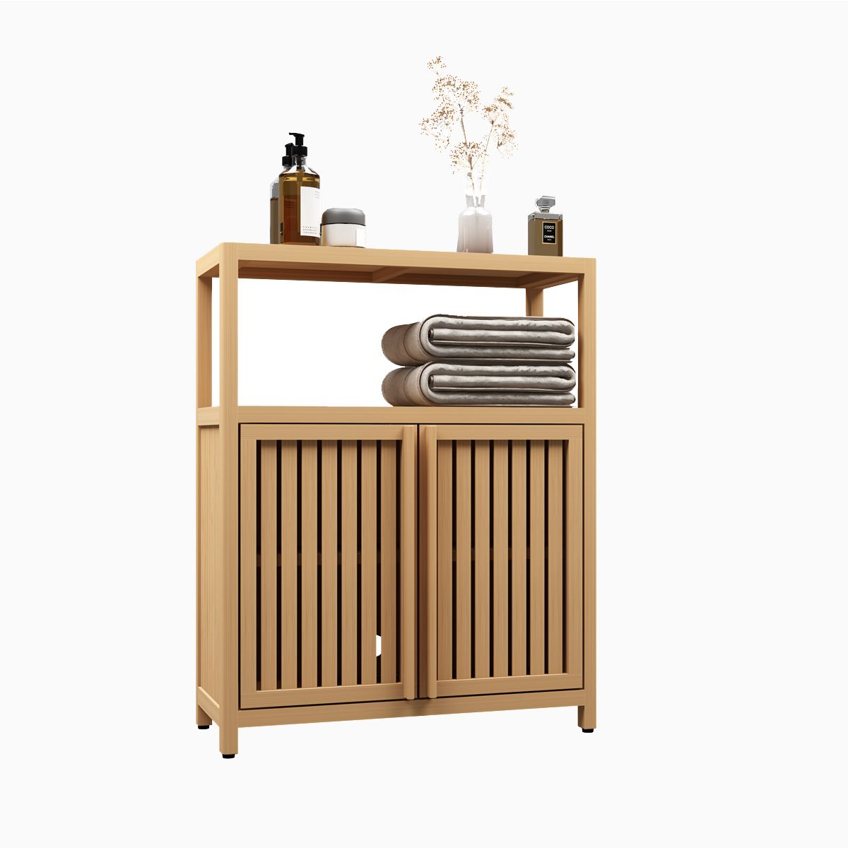 Large Capacity Bamboo Storage Cabinet Furniture for Bathroom Living Room Bathroom Bamboo Storage Cabinet With Shelves image 6