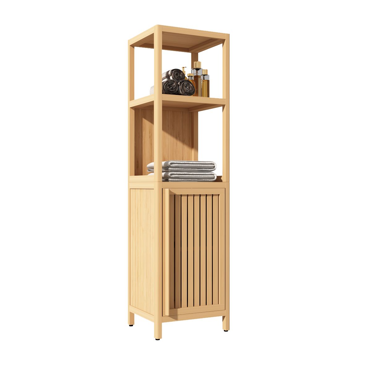 Large capacity multifunctional bamboo storage cabinet furniture for bathroom and living room image 8