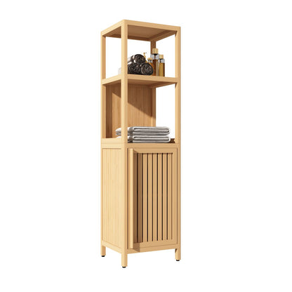Large capacity multifunctional bamboo storage cabinet furniture for bathroom and living room image 8