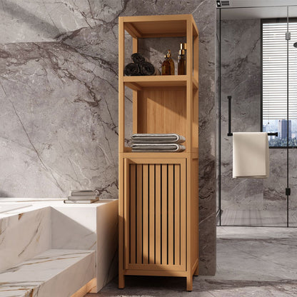 Large capacity multifunctional bamboo storage cabinet furniture for bathroom and living room image 1