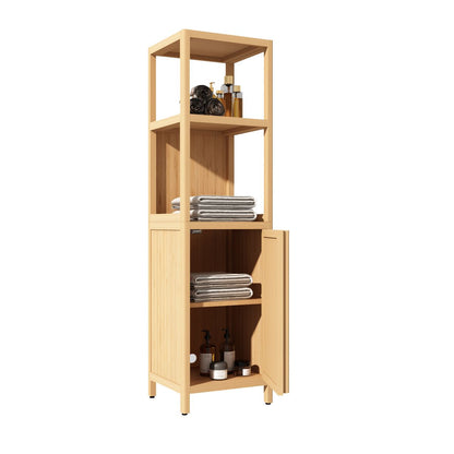 Large capacity multifunctional bamboo storage cabinet furniture for bathroom and living room image 9