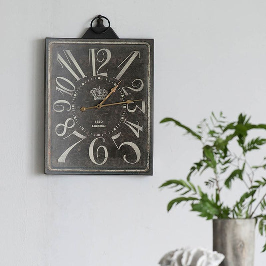 Large Vintage Black Rectangular Wall Clock with White Numerals, Home Decor Accent Clock image 1
