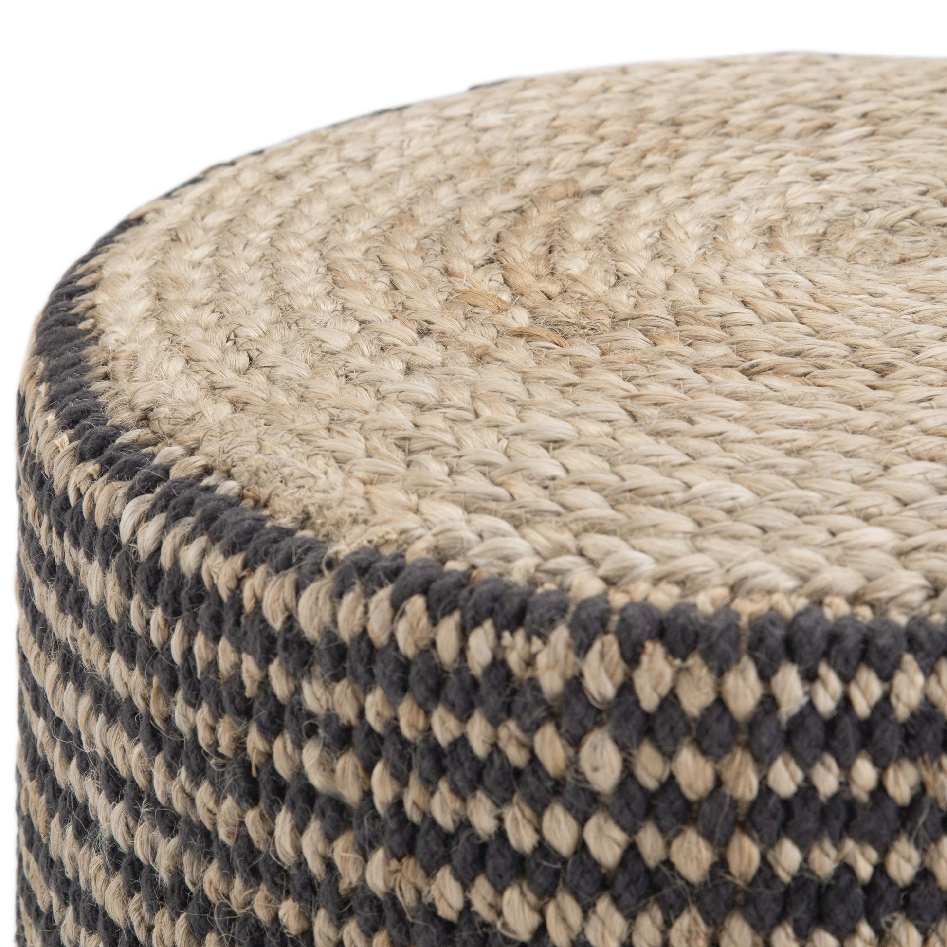 Larissa 18 inch Wide Round Pouf in Natural Hand Braided Jute image 3