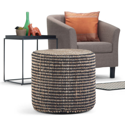 Larissa 18 inch Wide Round Pouf in Natural Hand Braided Jute image 9