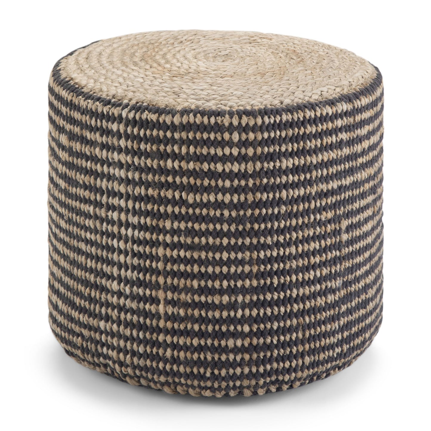 Larissa 18 inch Wide Round Pouf in Natural Hand Braided Jute image 1