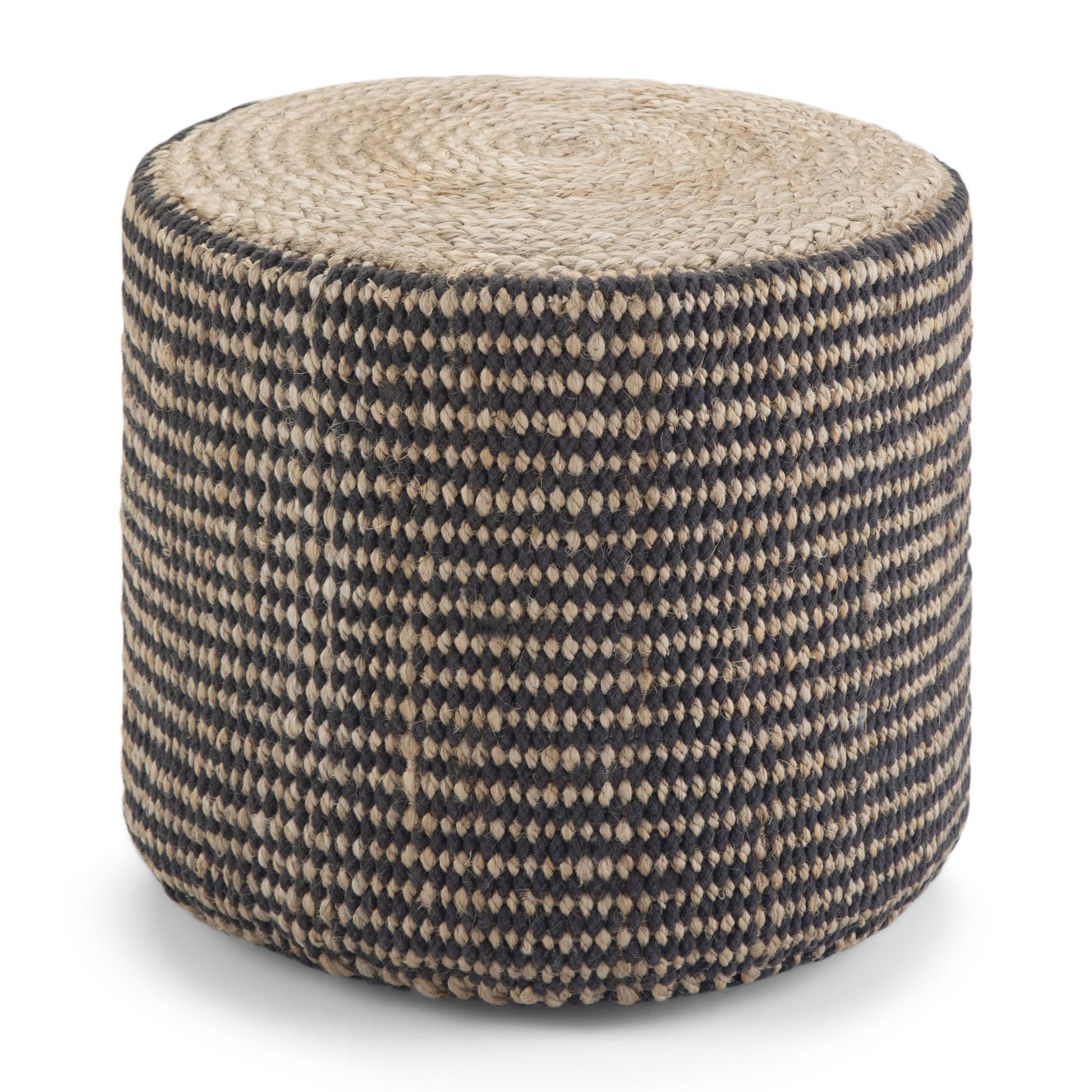 Larissa 18 inch Wide Round Pouf in Natural Hand Braided Jute image 1