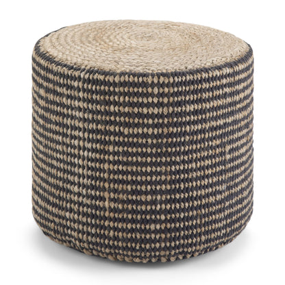 Larissa 18 inch Wide Round Pouf in Natural Hand Braided Jute image 1