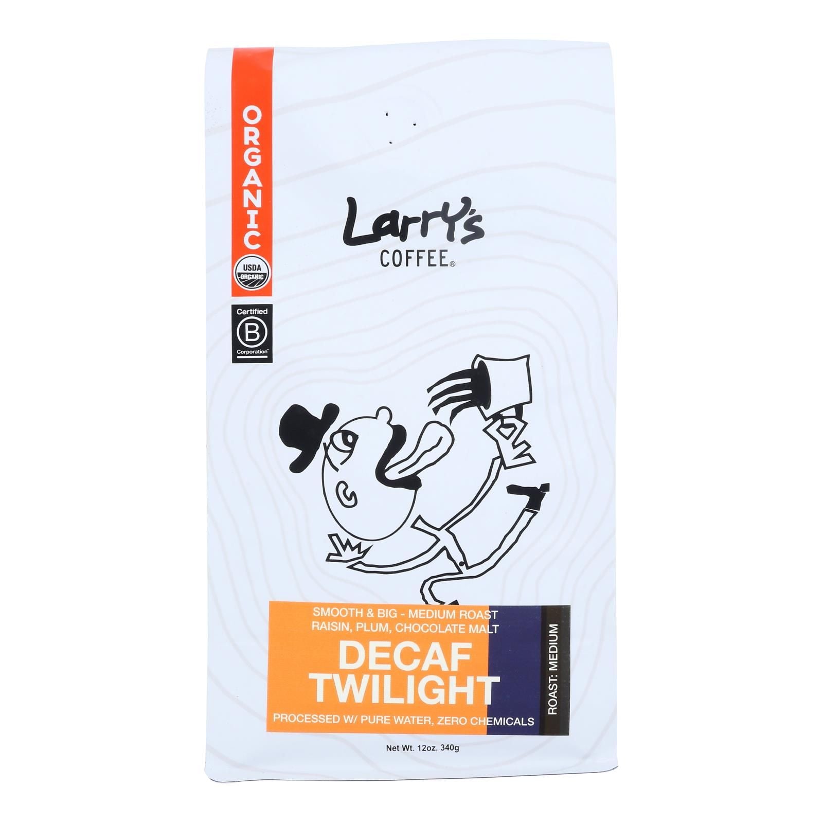 Larry's Coffee Decaf Twilight Coffee Beans - Case Of 6 - 12 Oz image 1