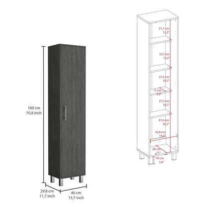 Laska Storage Cabinet, Broom Hangers, 1 Door image 3