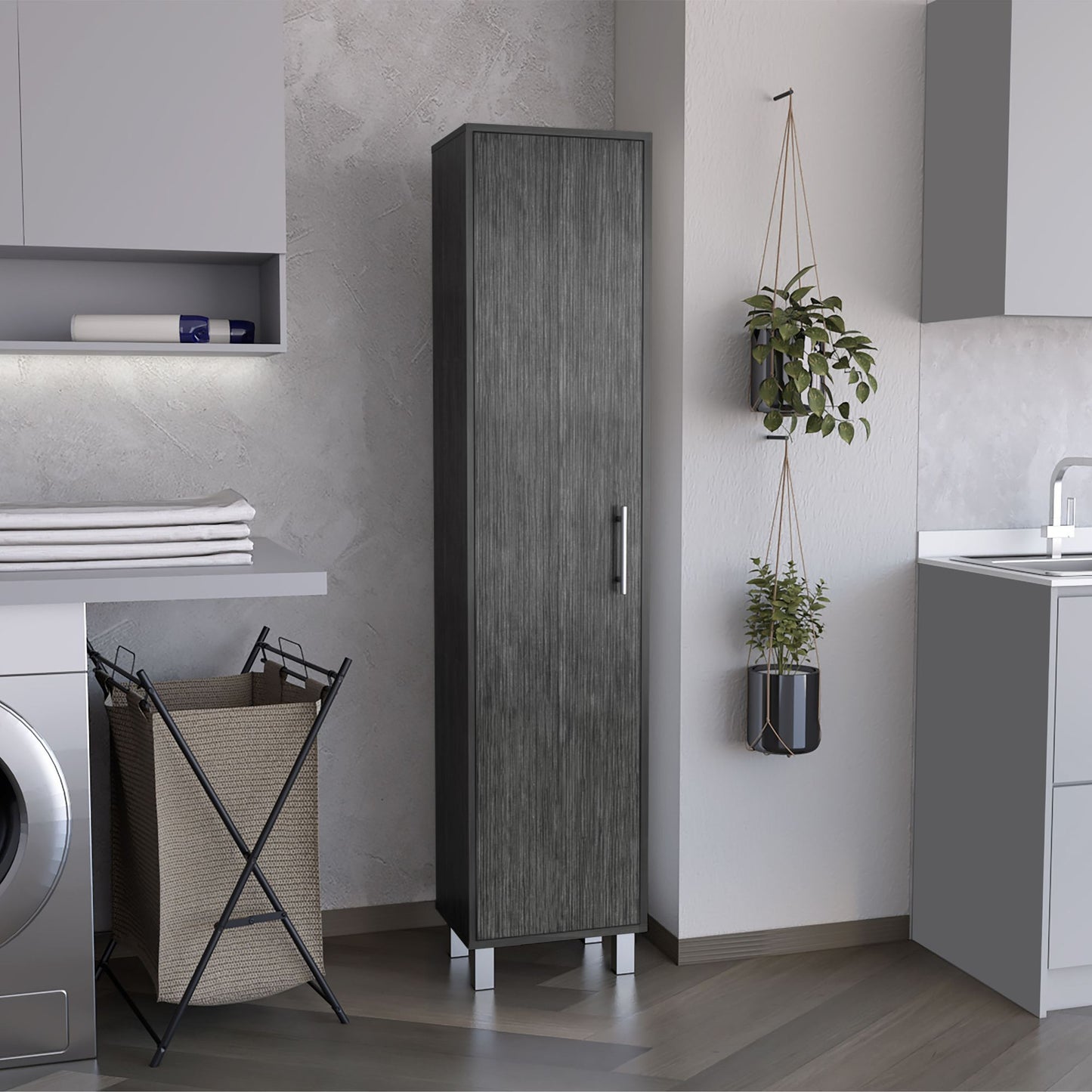Laska Storage Cabinet, Broom Hangers, 1 Door image 1