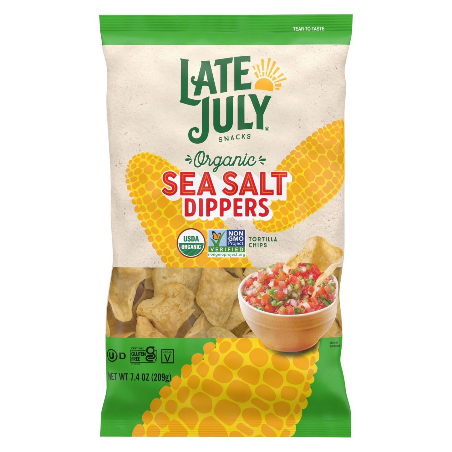 Late July Snacks - Tortilla Chips Dipper Sea Salt - Case Of 9 - 7.4 Oz image 1