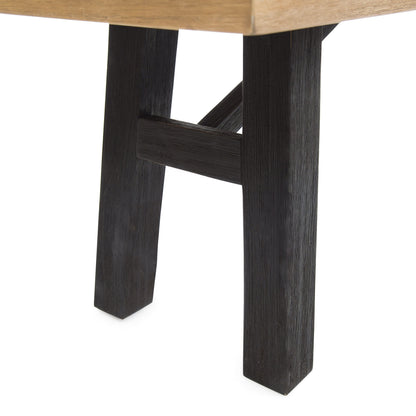 Outdoor Bench with Slat Panel Design and Acacia Wood Frame, Natural and Grey image 9
