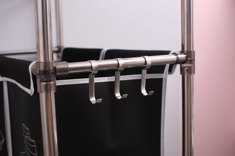 Laundry Hamper with Wheels and Hooks - Side View