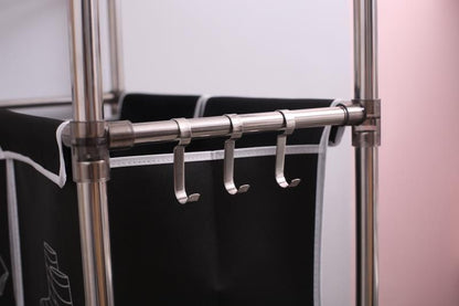 Laundry Hamper with Wheels and Hooks - Side View