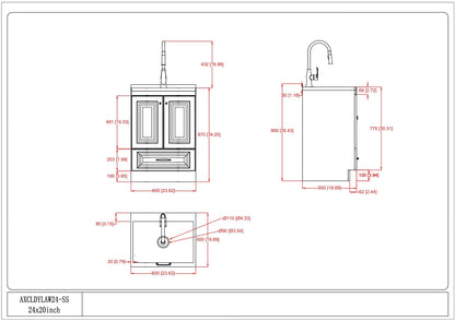 Lawrence - 24" Laundry Cabinet with Faucet and Stainless Steel Sink - White image 8