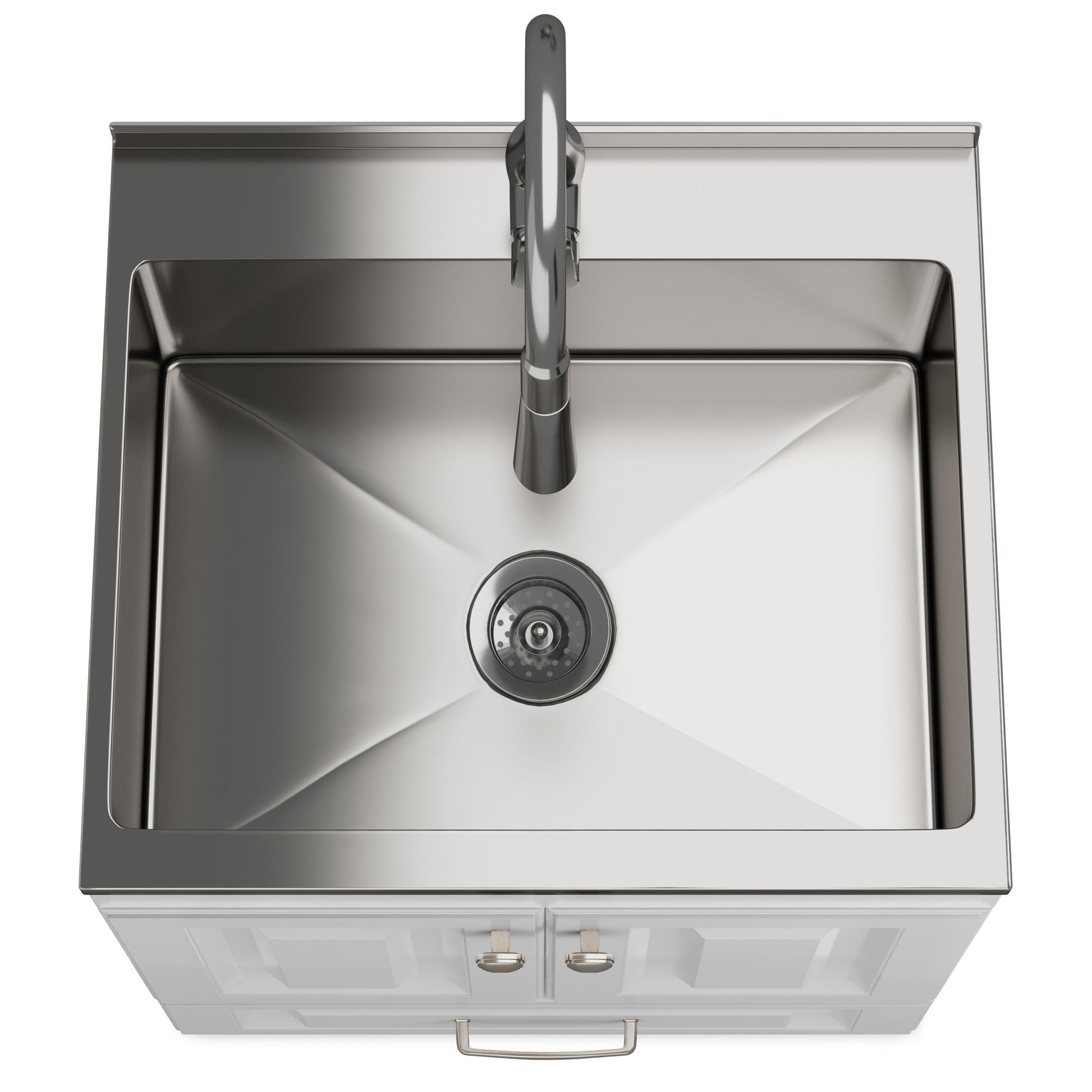 Lawrence - 24" Laundry Cabinet with Faucet and Stainless Steel Sink - White image 2
