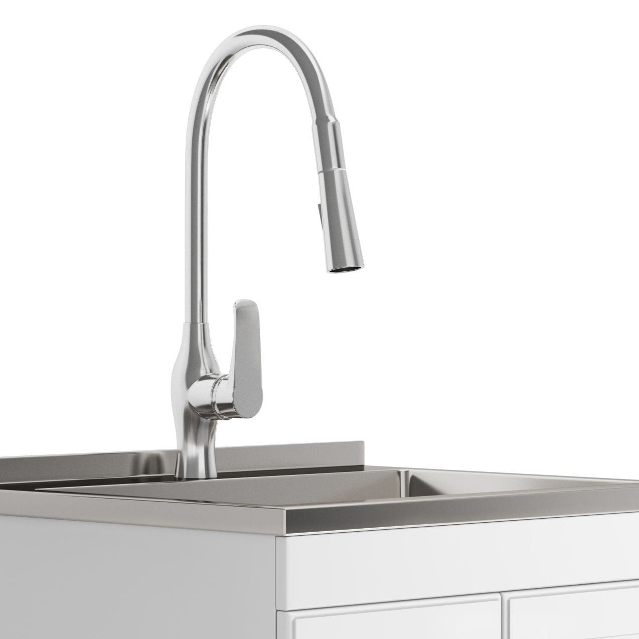 Lawrence - 24" Laundry Cabinet with Faucet and Stainless Steel Sink - White image 5