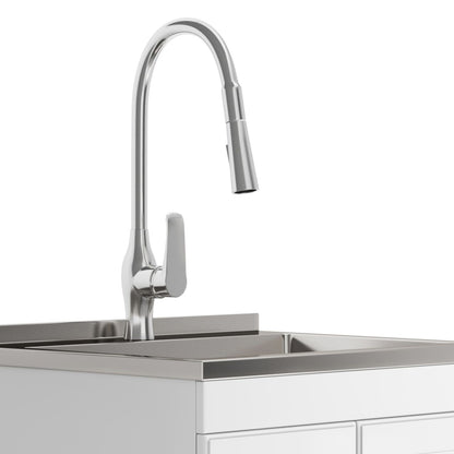 Lawrence - 24" Laundry Cabinet with Faucet and Stainless Steel Sink - White image 5