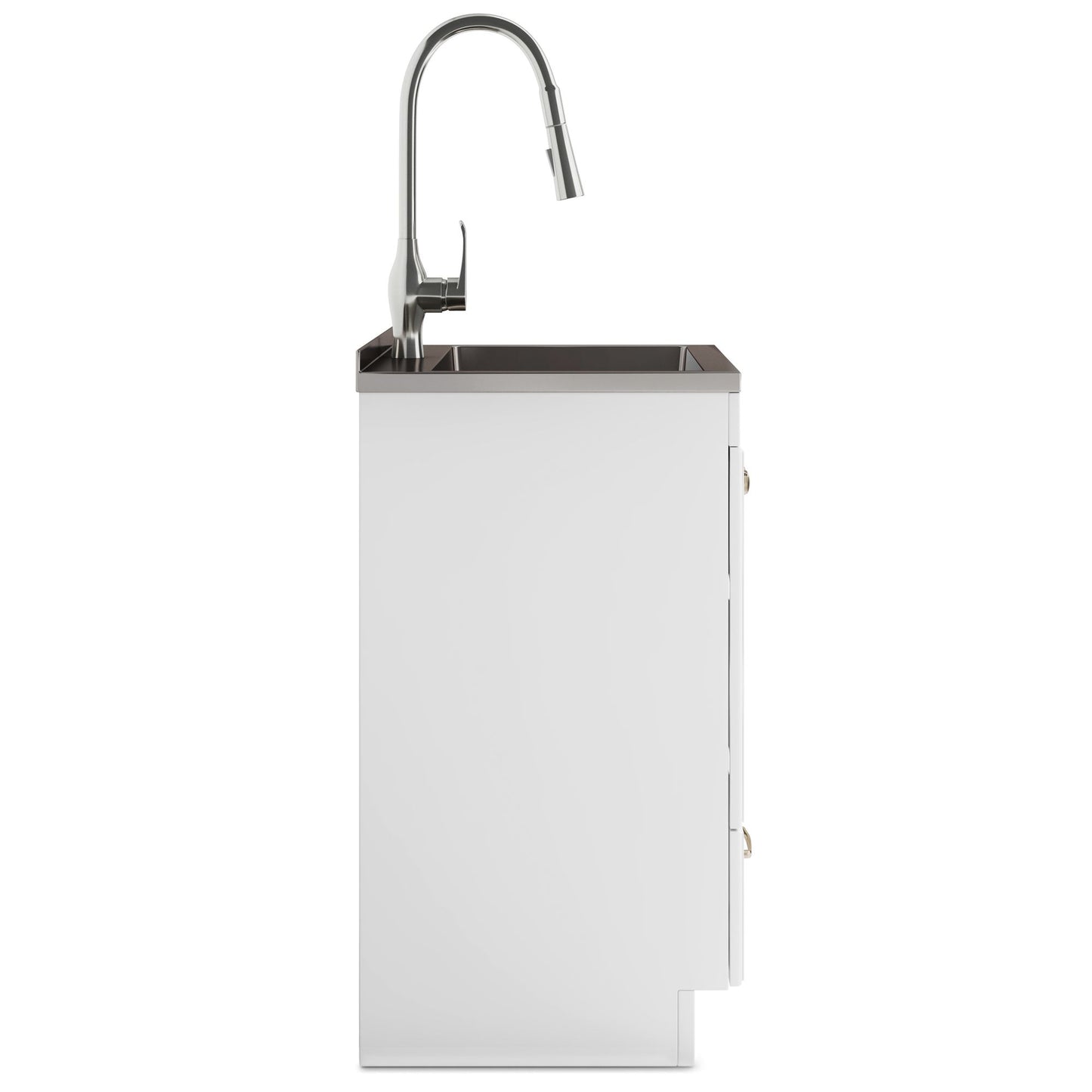 Lawrence - 24" Laundry Cabinet with Faucet and Stainless Steel Sink - White image 3