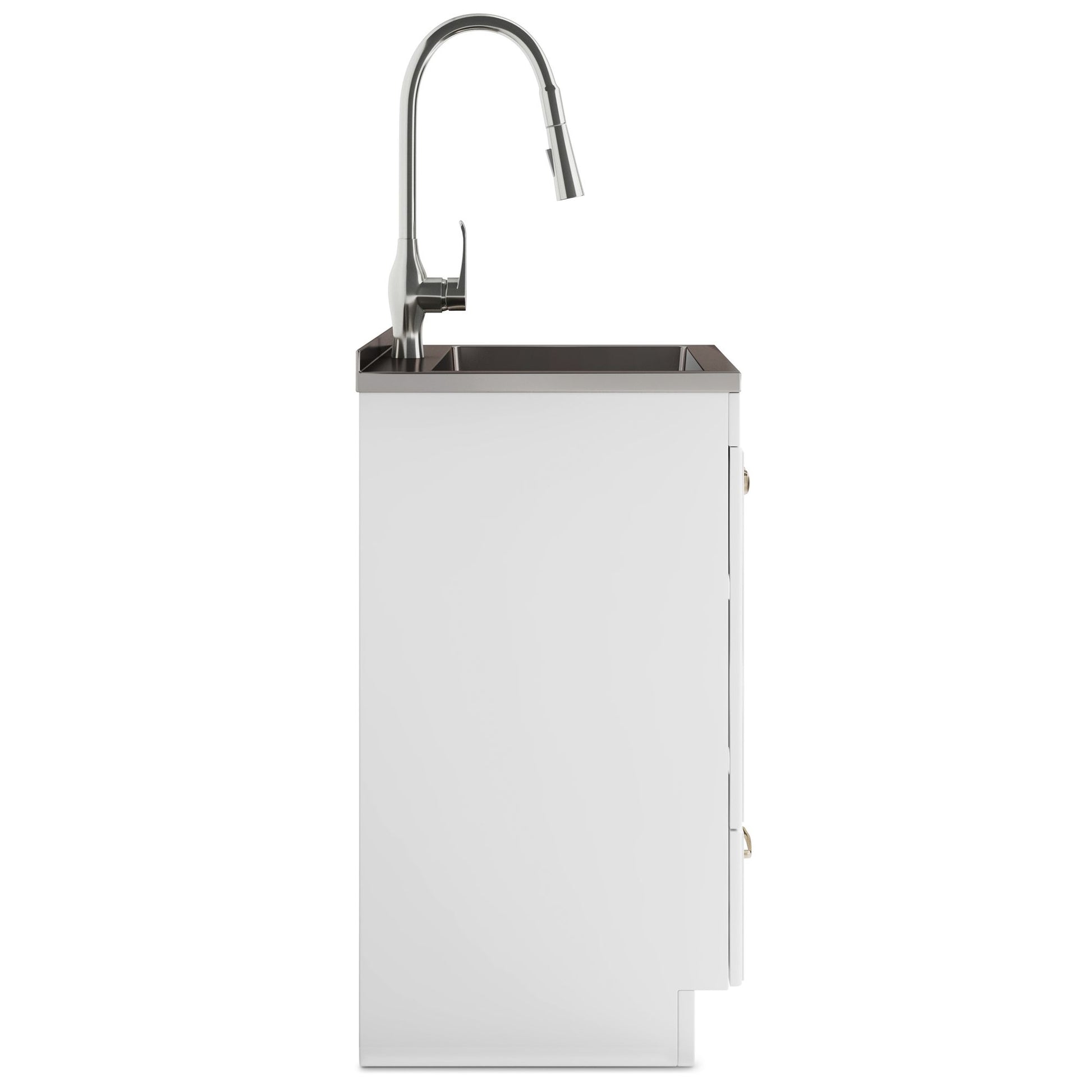 Lawrence - 24" Laundry Cabinet with Faucet and Stainless Steel Sink - White image 3