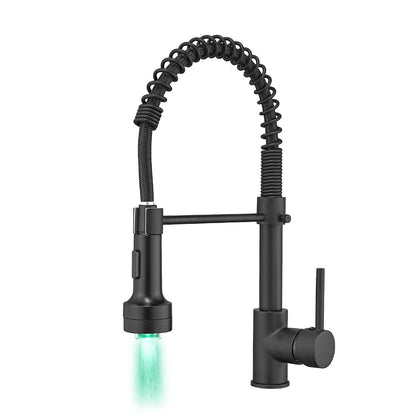 LED Commercial Kitchen Faucet with Pull Down Sprayer, Single Handle Single Lever Kitchen Sink Faucet image 3