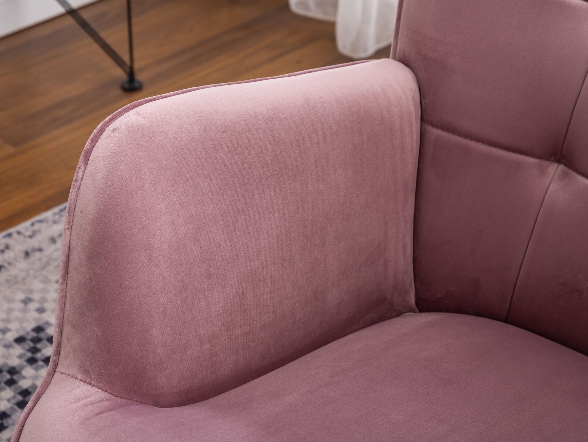 Leiria Contemporary Silky Velvet Tufted Accent Chair with Ottoman, Mauve image 12