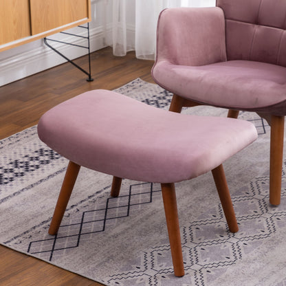 Leiria Contemporary Silky Velvet Tufted Accent Chair with Ottoman, Mauve image 5