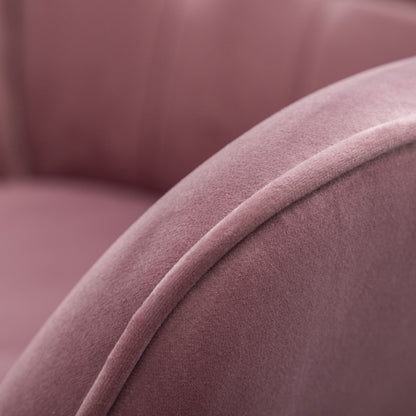Leiria Contemporary Silky Velvet Tufted Accent Chair with Ottoman, Mauve image 8