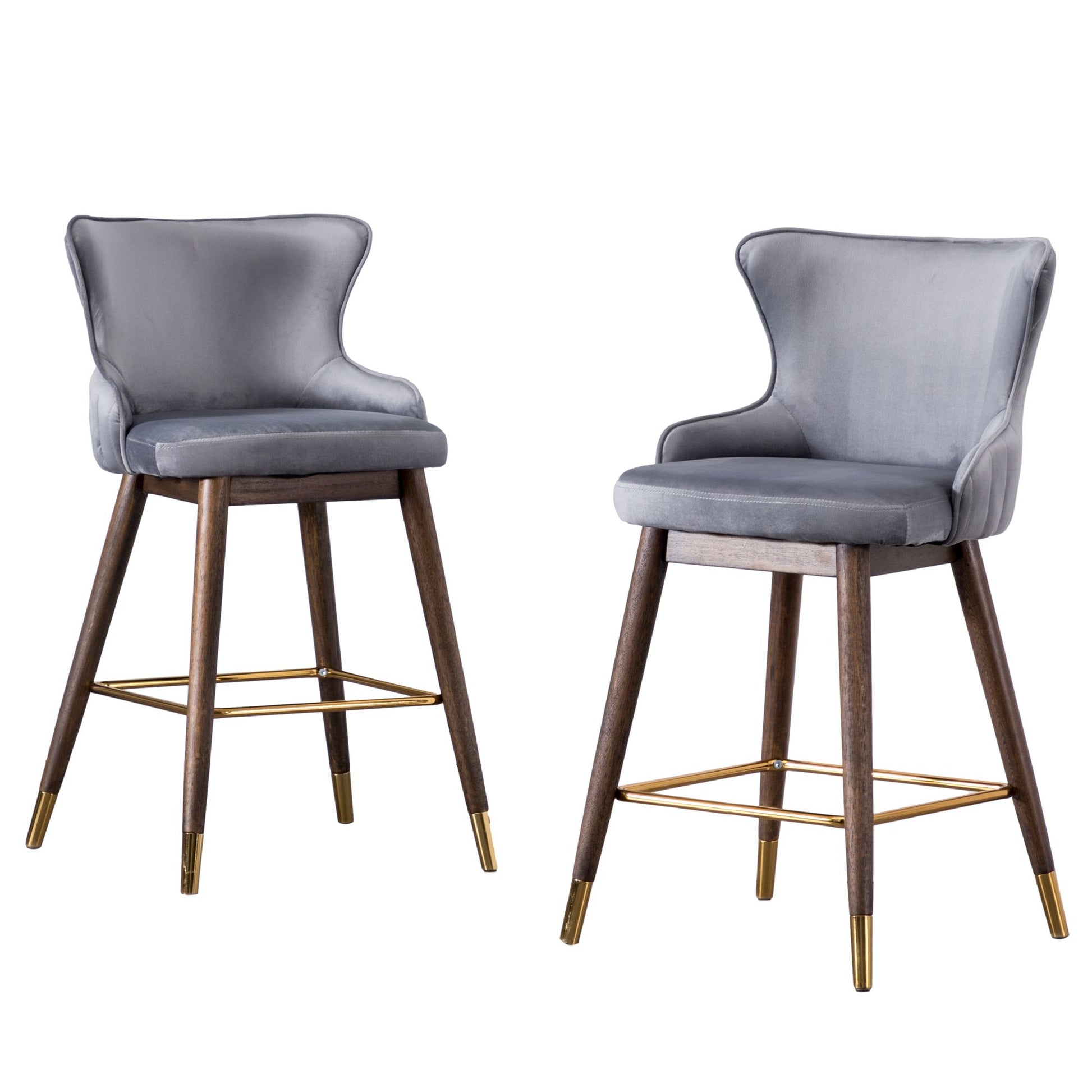 Leland Fabric Upholstered Counter Height Wingback Stools, Set of 2, Gray image 14
