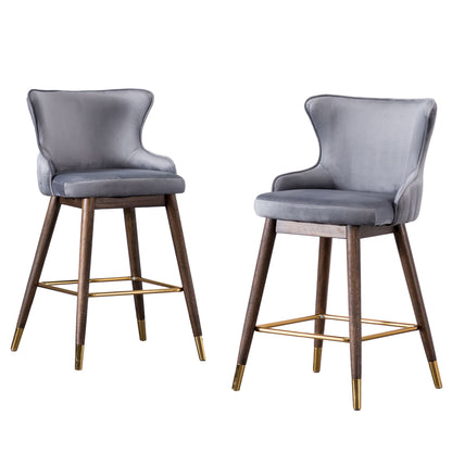 Leland Fabric Upholstered Counter Height Wingback Stools, Set of 2, Gray image 14