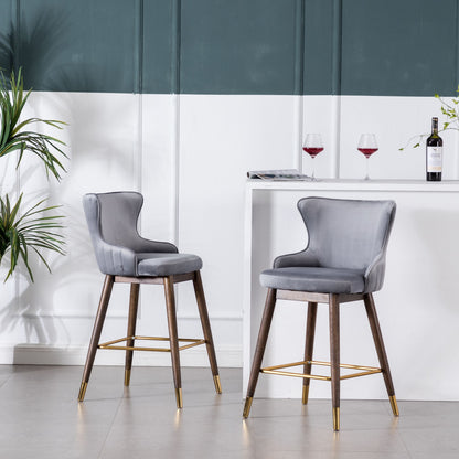 Leland Fabric Upholstered Counter Height Wingback Stools, Set of 2, Gray image 1
