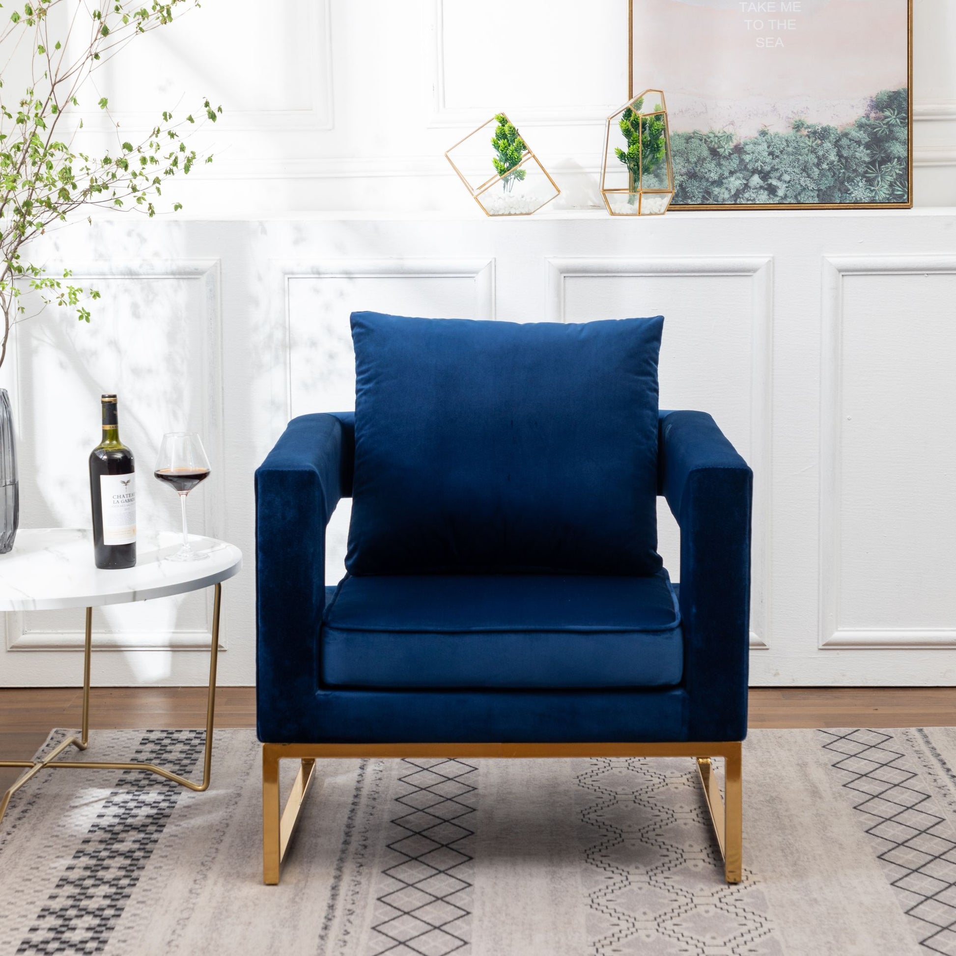 Lenola Contemporary Upholstered Accent Arm Chair, Blue image 3