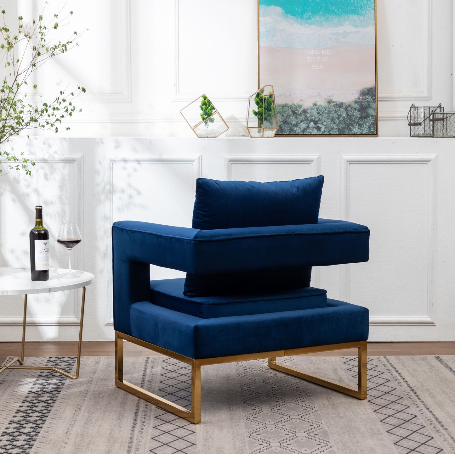 Lenola Contemporary Upholstered Accent Arm Chair, Blue image 6