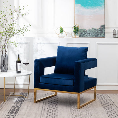 Lenola Contemporary Upholstered Accent Arm Chair, Blue image 1