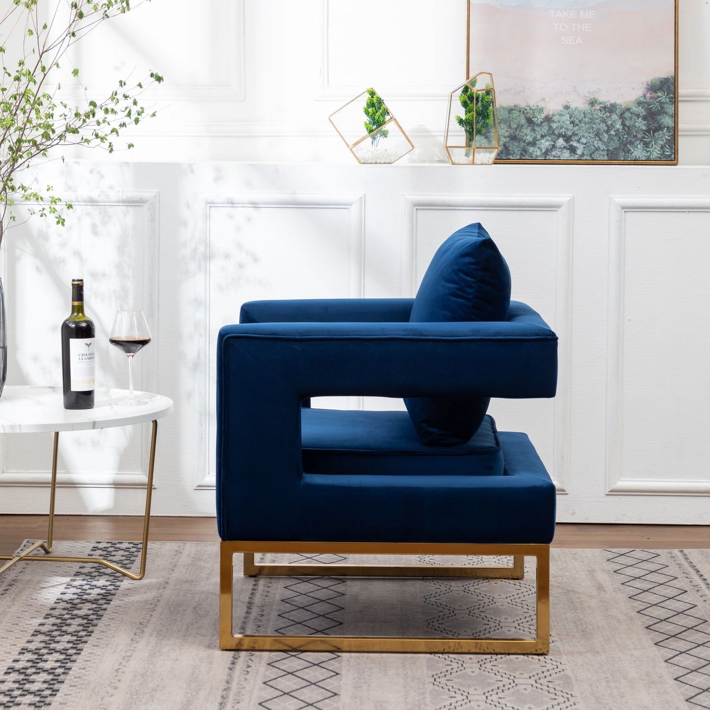 Lenola Contemporary Upholstered Accent Arm Chair, Blue image 5