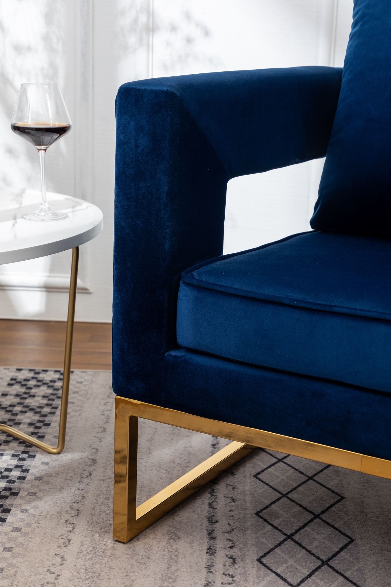 Lenola Contemporary Upholstered Accent Arm Chair, Blue image 12