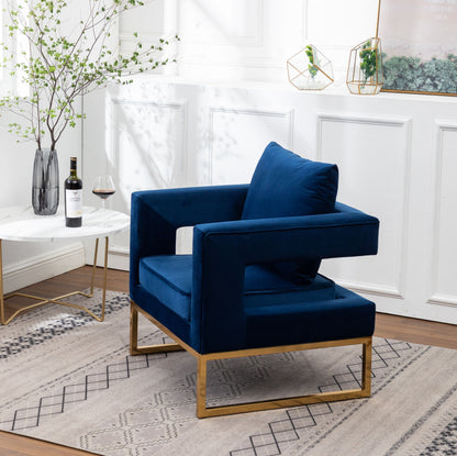 Lenola Contemporary Upholstered Accent Arm Chair, Blue image 4