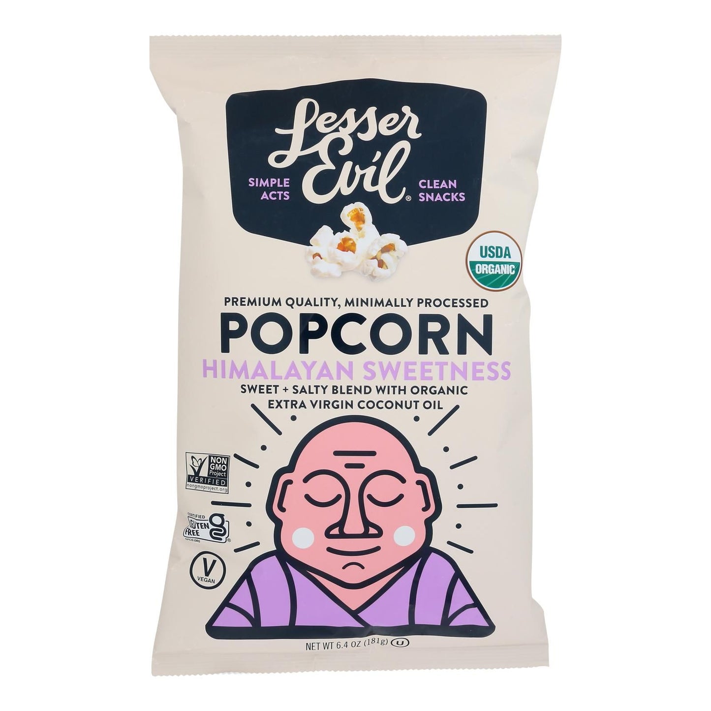 Lesser Evil - Popcorn Himlyn Swtness - Case Of 12-6.4 Oz image 1