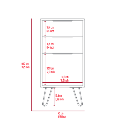 Light Dresser 35"H, 17"W, Superior Top,Three Drawers, Hairpin Legs, Light Oak image 6