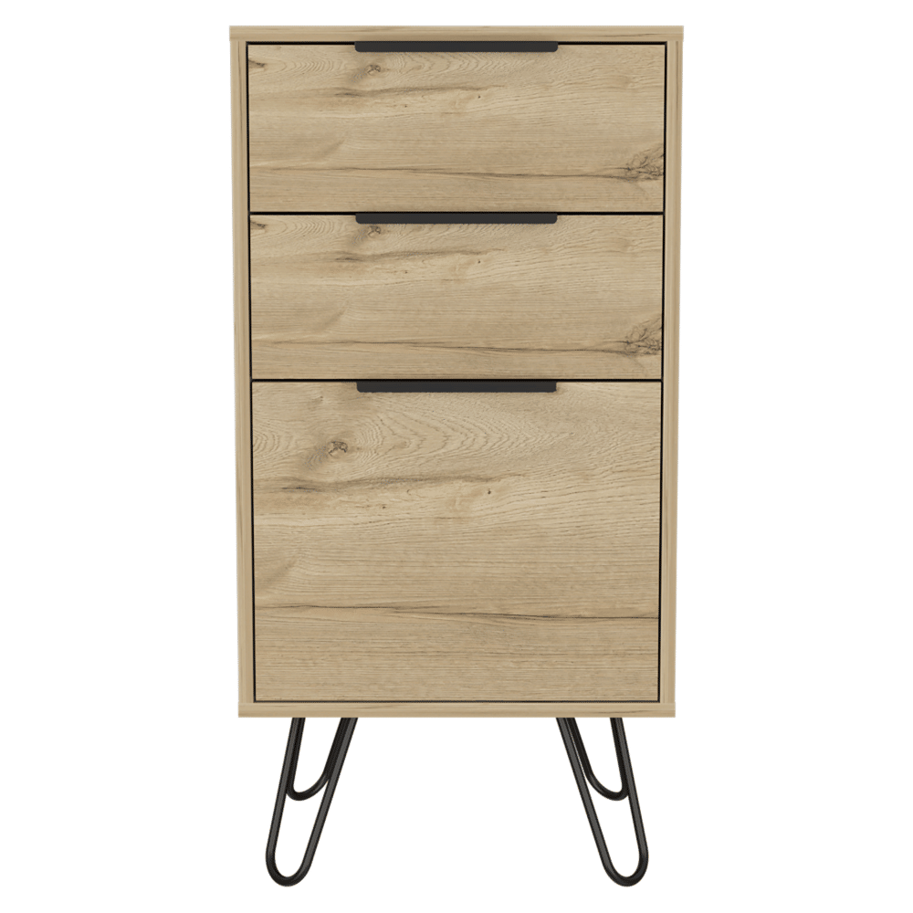 Light Dresser 35"H, 17"W, Superior Top,Three Drawers, Hairpin Legs, Light Oak image 5