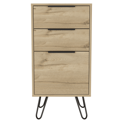 Light Dresser 35"H, 17"W, Superior Top,Three Drawers, Hairpin Legs, Light Oak image 5